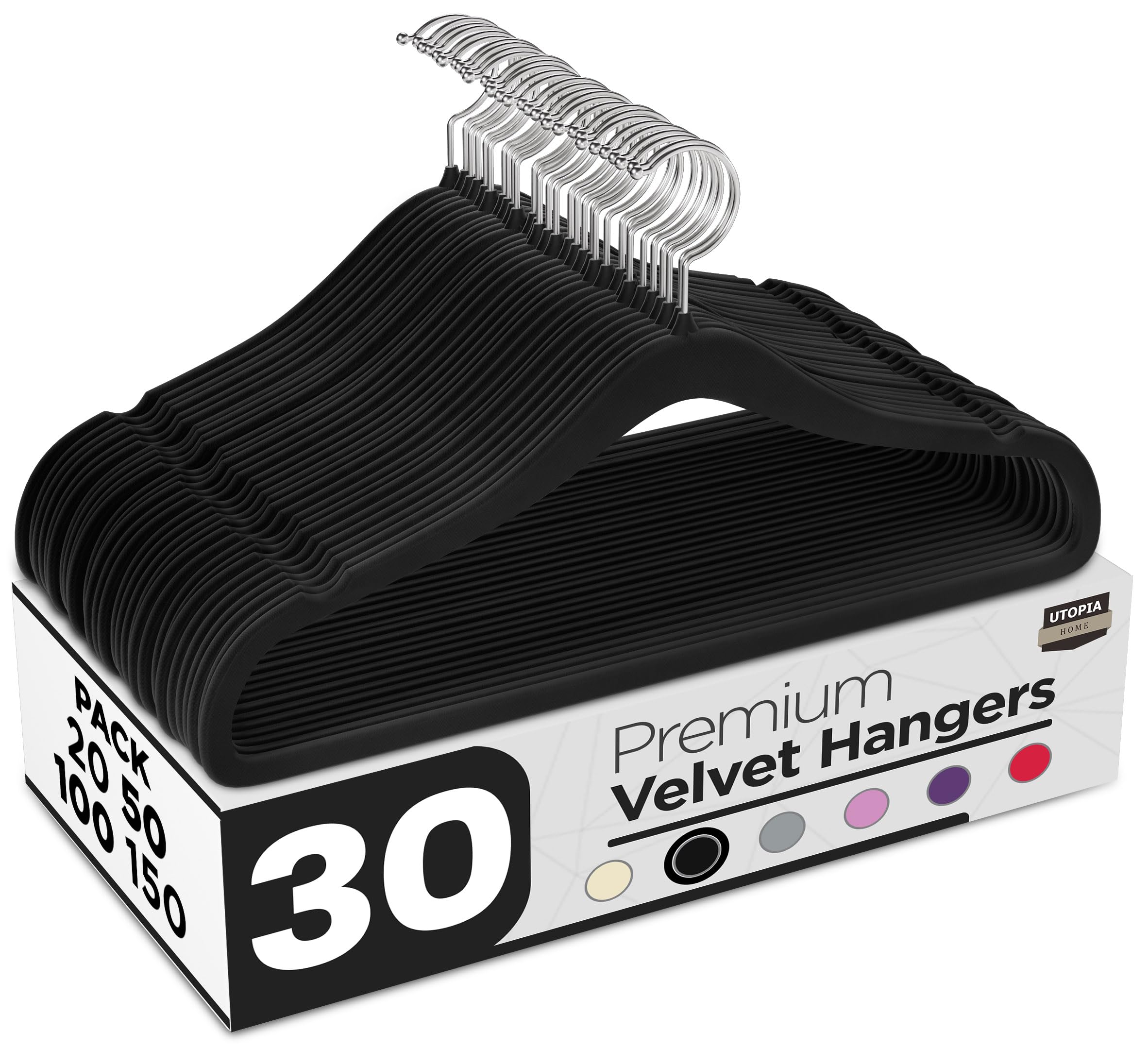 Utopia Home プレミアム ベルベット スーツハンガー - 高耐久 - 滑り止め - ベルベットのスーツハンガー - (30) 30