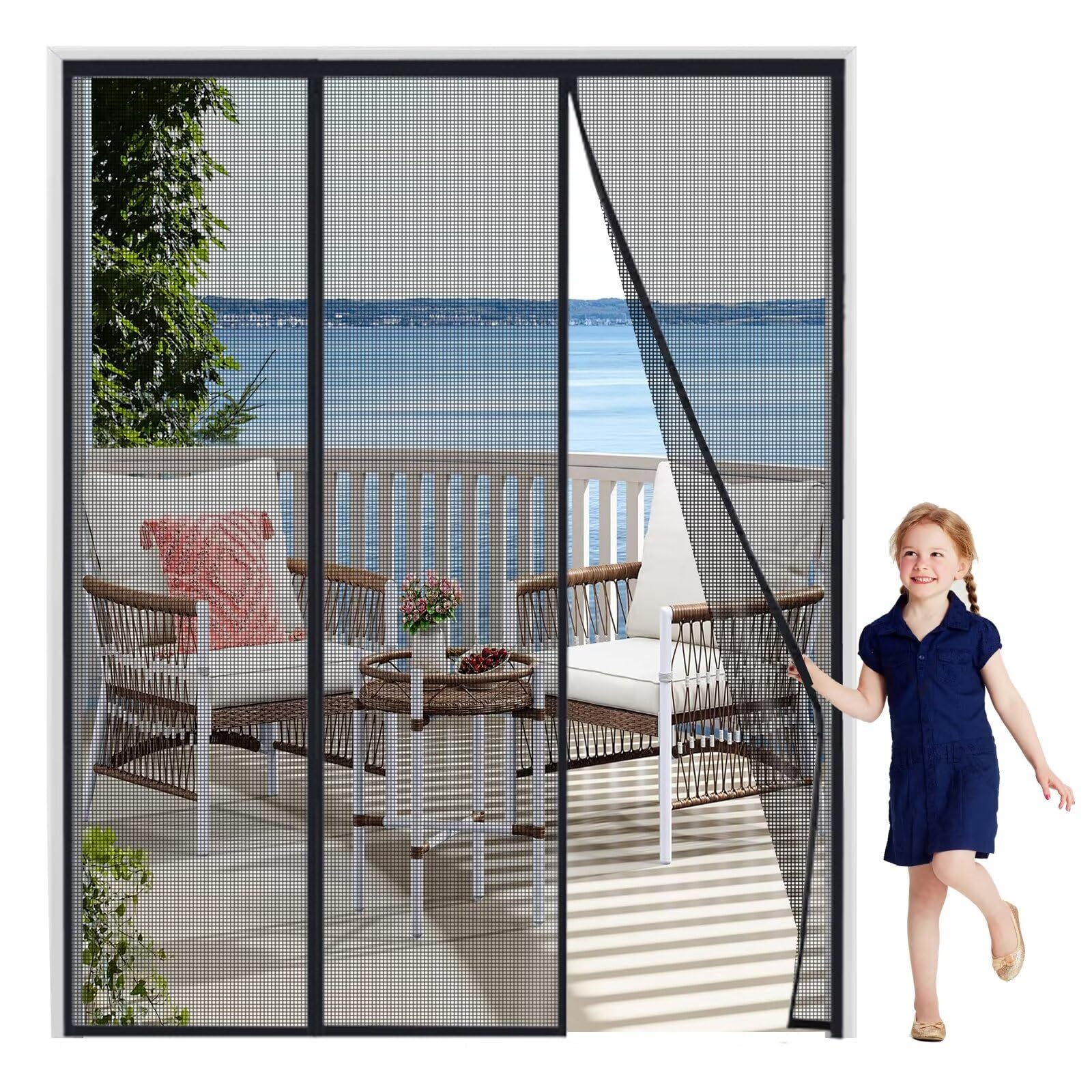 Porta Zanzariera 240x275cm Nero Tenda Zanzariera Lavabile e riutilizzabile