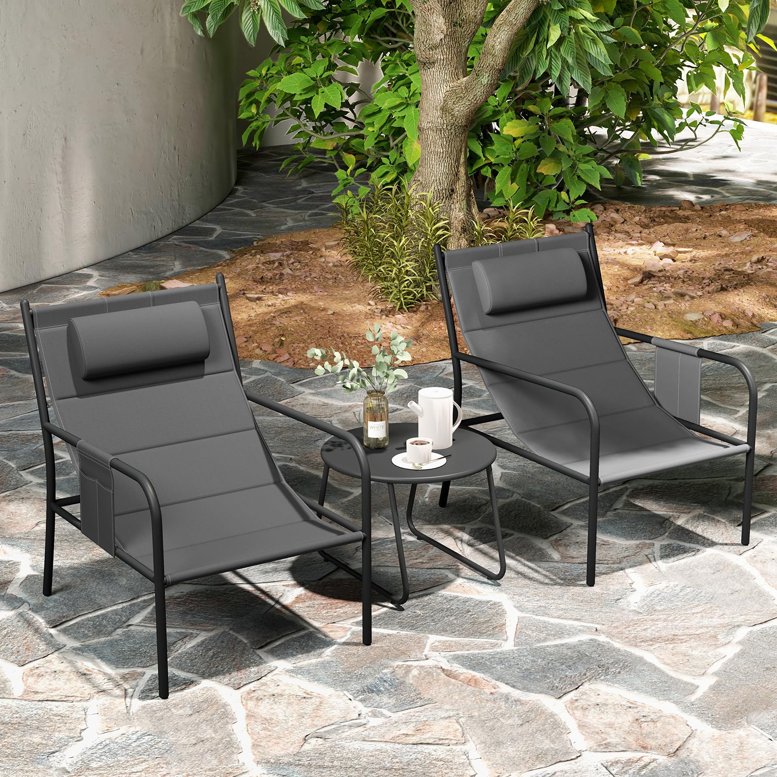 Tuinlounge 3-delig, Tuinmeubelset, Outdoor Lounge Met Tafel En Kussens Terrasmeubels Zitgroep Voor Tuin Terras Balkon Zb33180