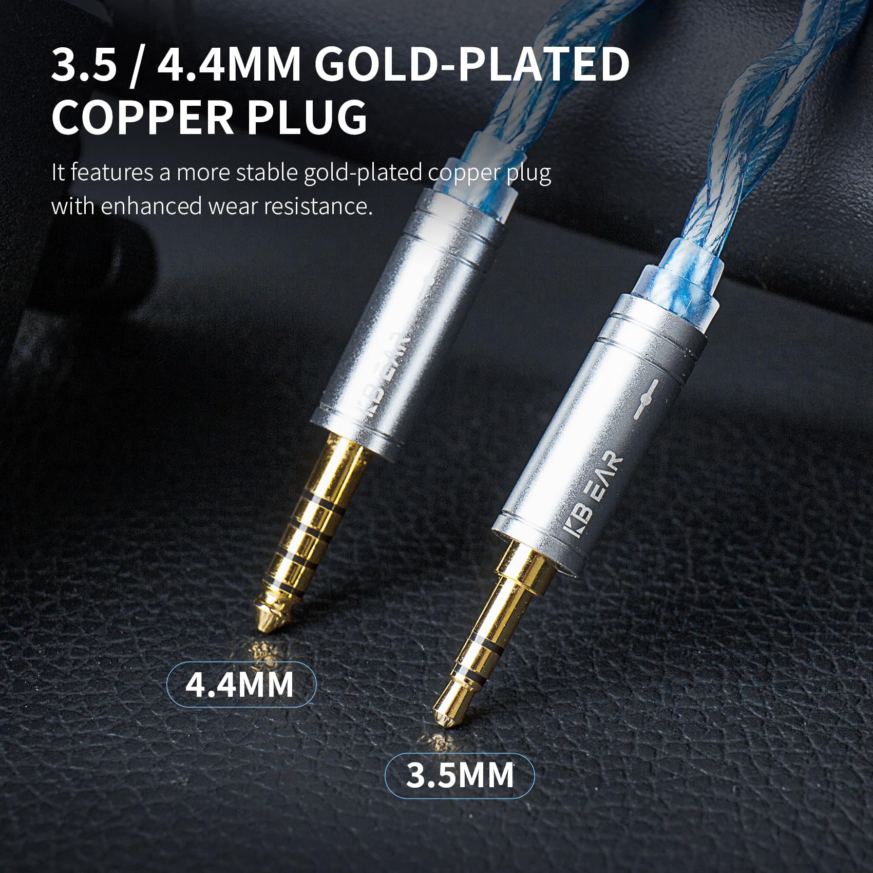 Yinyoo KBEAR Palm Thunder Câble d'écouteurs jack 3,5 mm MMCX 120 cm 4 fils Litz Coaxial plaqué argent OCC Hi-Fi pour moniteur intra-auriculaire Shure SE215/SE425, UE900, Sony IER-M9, FiiO FH3