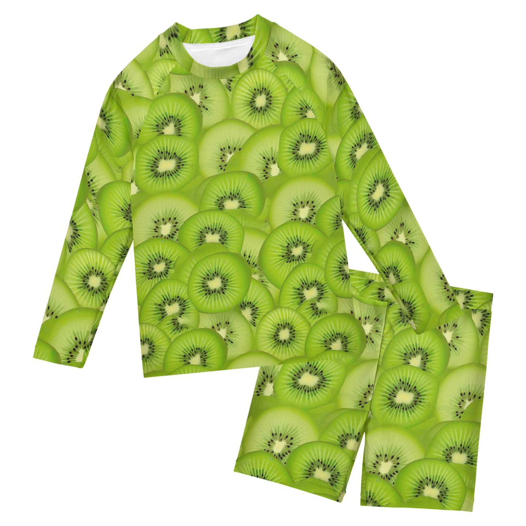 Kiwi Fruit Toddler and Baby Boys' 2-Piece Swimsuit Trunk, Long Sleeve Rashguard Bathing Suit B0403744