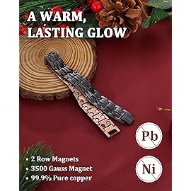 MagEnergy Mens Copper Magnetic Bracelets, Christmas Gifts Box, 99.9% Pure Copper Bracelet with Double-Row Strength Magnets, Adjustable Jewelry with Sizing Tool