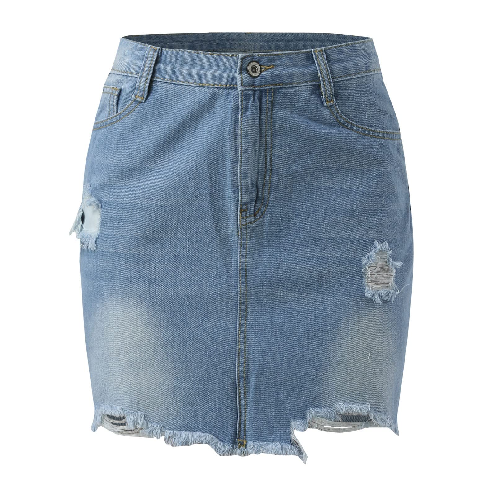 Skang Damen Röcke Kurz Sommer Sexy Denim-Taille Lässiger Jeansrock Damen A-Linie hoher kurzer Rock Grüne Hölle