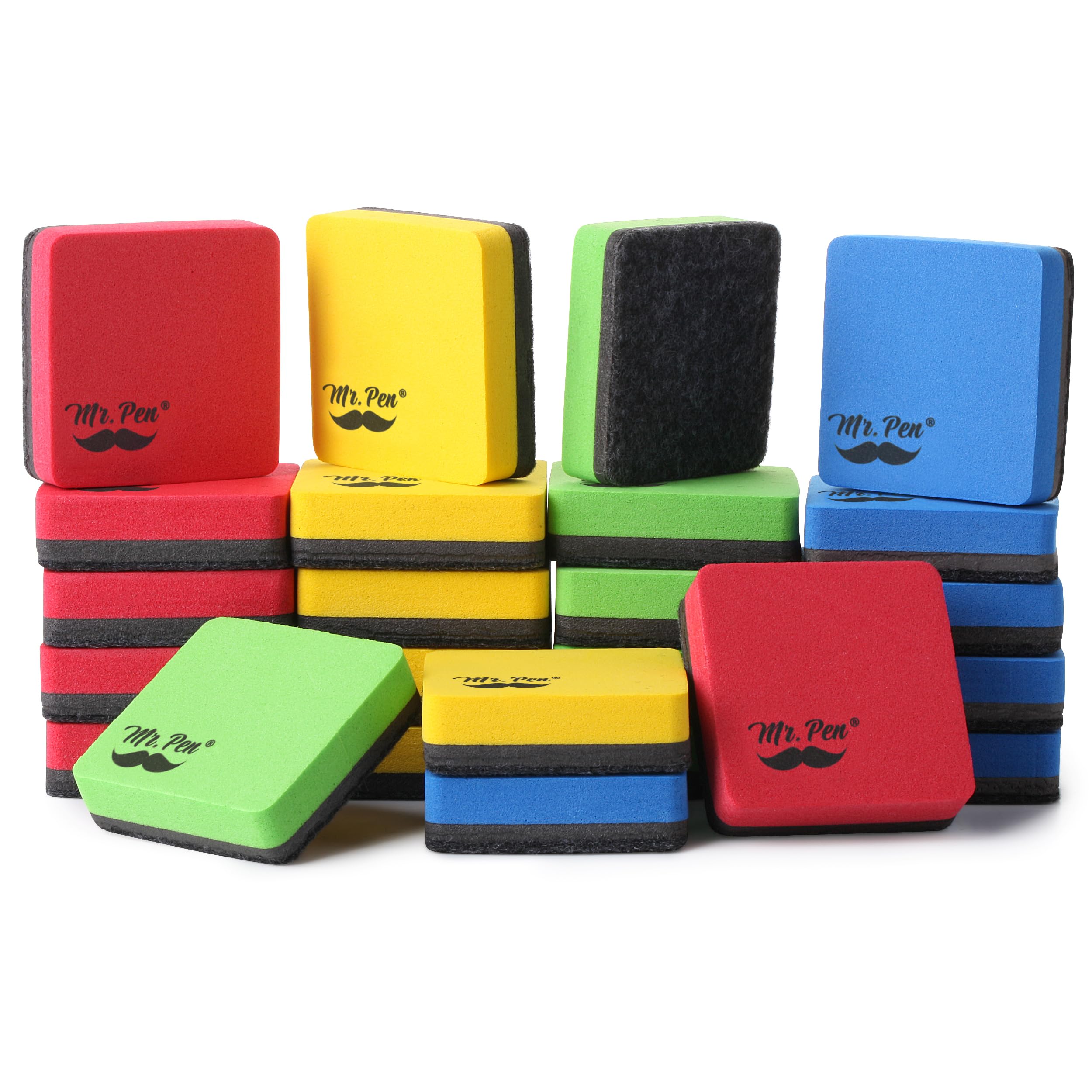 Mr. Pen- Mini Dry Erase Eraser, 24 Pack, Colorful Magnetic Dry Eraser, Whiteboard Erasers