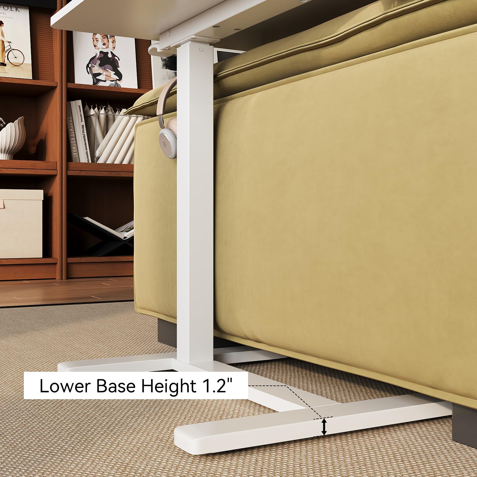 Mobiler Kleiner Stehpult, Gasfeder, höhenverstellbar, rollbarer tragbarer Laptop-Schreibtisch mit feststellbaren Rädern, Computer-Workstation, Rollpodium (Weib, Typ-C 48 * 65CM)