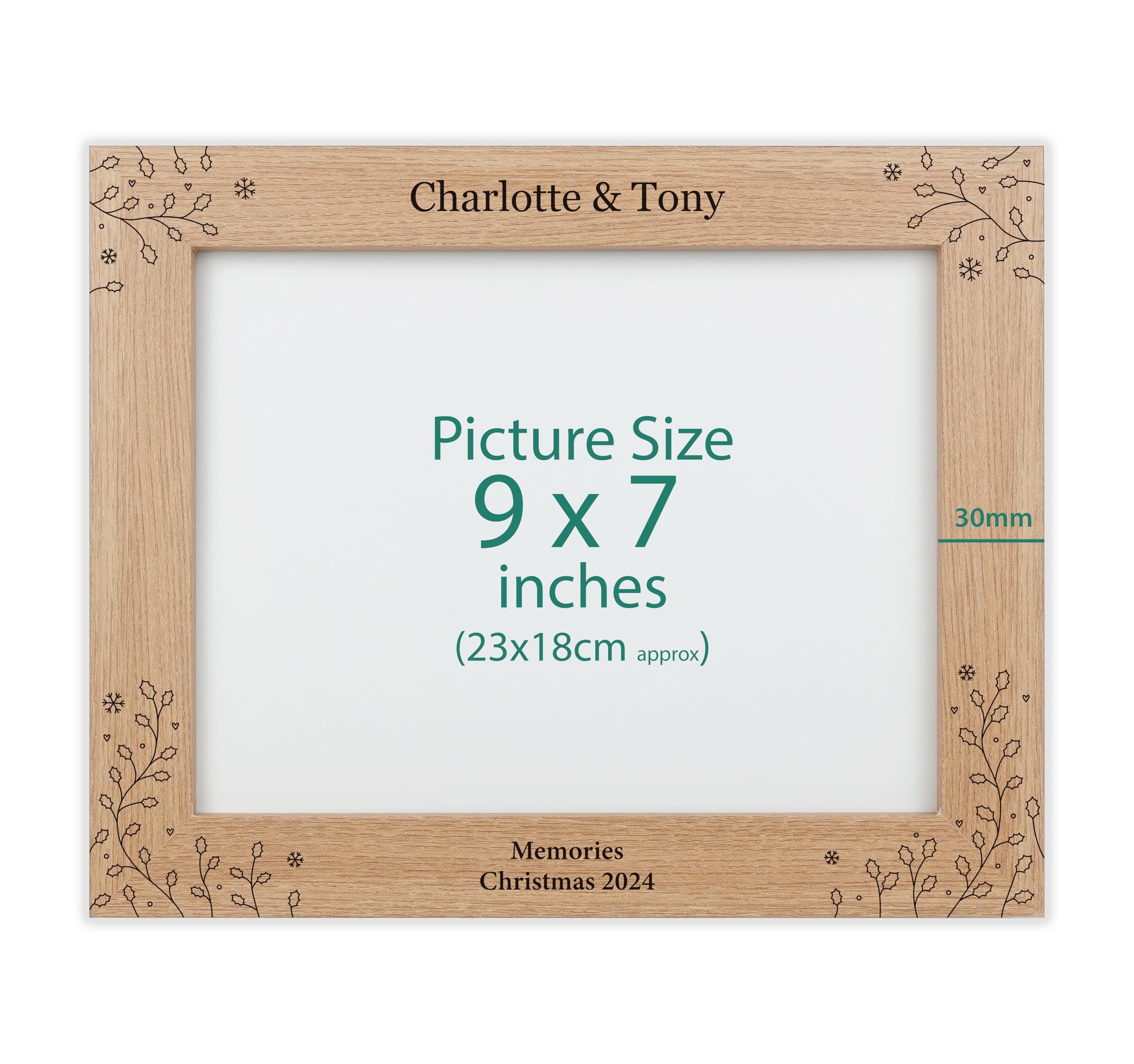Personalised Engraved frame (Christmas, Oak Effect, 9x7 Inches (Landscape))