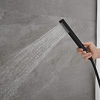 Vista 6 de Grifo de bañera independiente Llenador de bañera Negro Montaje en el piso Grifos de baño Latón Manija única con ducha de mano