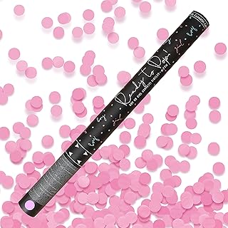 Decoraparty Lanceur de confettis Rose pour Révélation du sexe du bébé, Canon confettis Gender Reveal Enfant Fille Nouveau-Née pour Fête Prénatale et Naissance – Tube Party Popper Baby Shower 60 cm