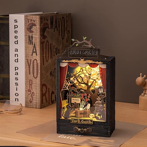 Miniatura 6 de Rolife Kits de manualidades para adultos y adolescentes, kit de casa en miniatura de 7 pulgadas con LED, kit de diorama de rincón de libros, regalos
