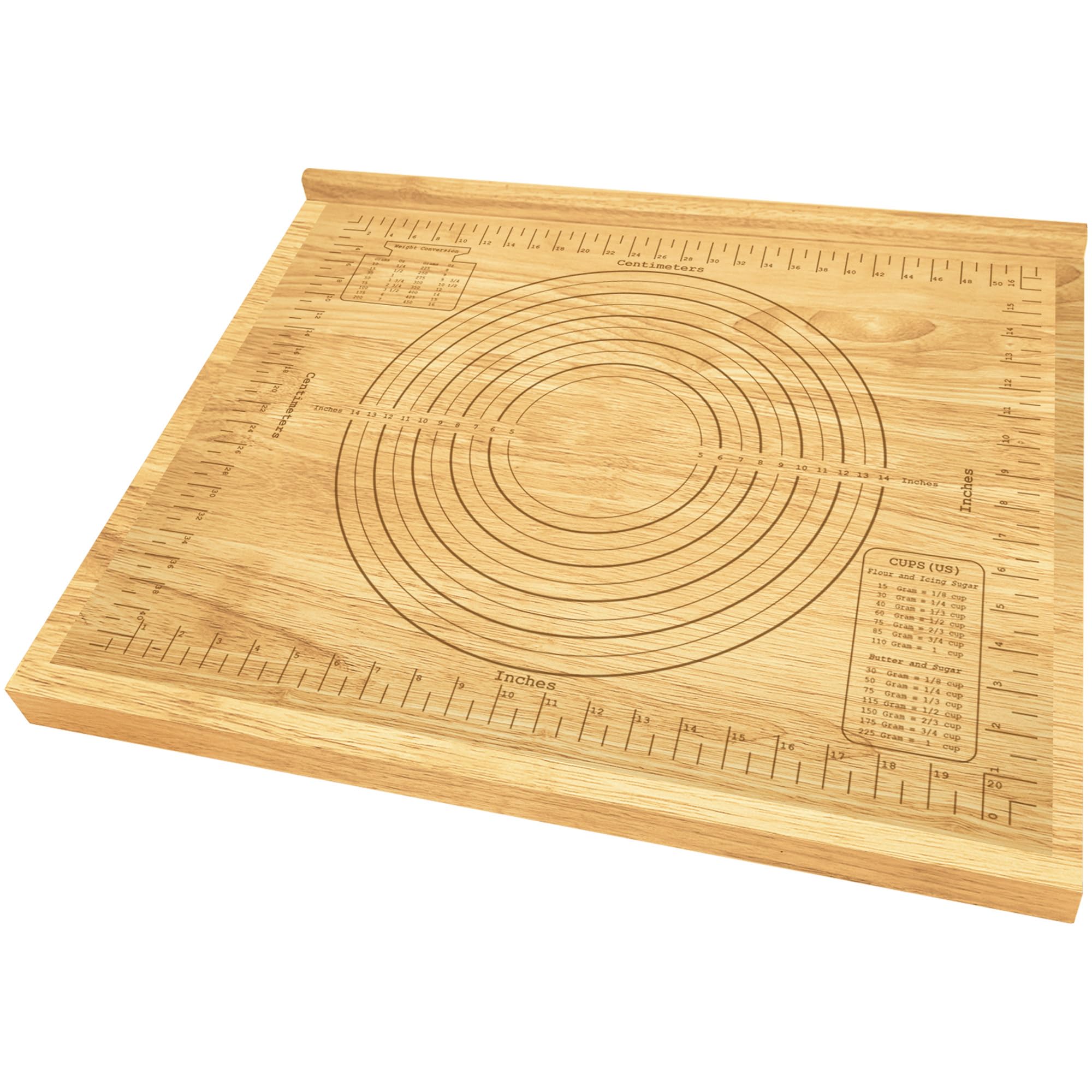 Montex Pastry Board with Measurement 23.5“ x 19.5", Kneading Board Wood, Pastry Baking Board with Counter Lip
