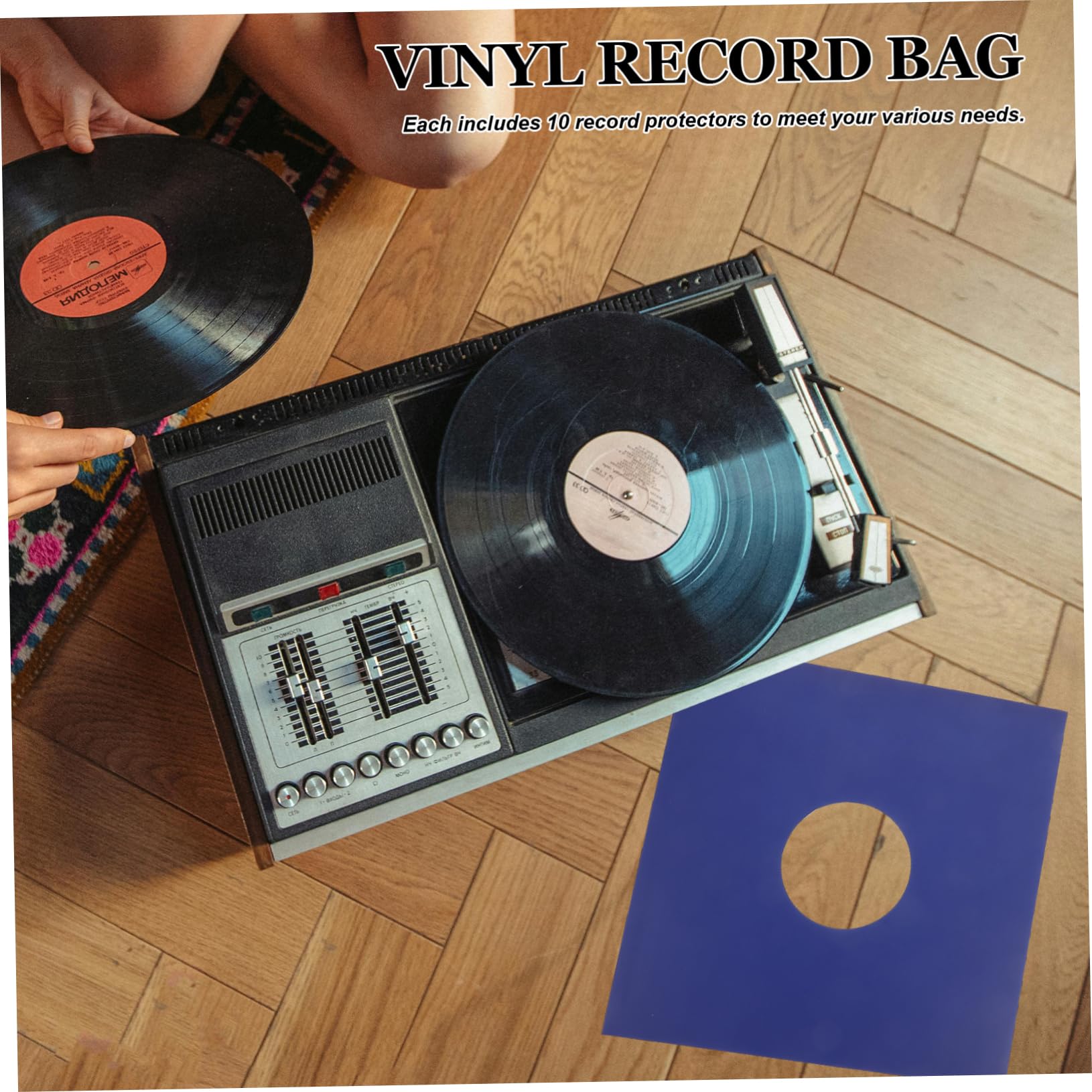 Mikinona Custodia Giacca per Vinile in Carta Kraft Blu, Protezione Resistente per 12 Pollici, Confezione da 10 Pezzi per Conservare Album e Dischi Vinile in Modo Sicuro