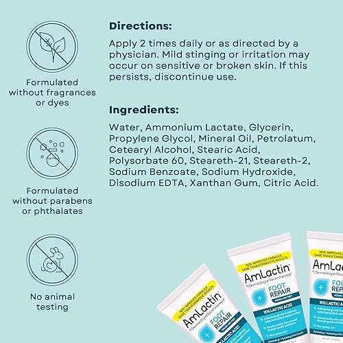 Miniatura 6 de AmLactin Terapia de crema de pies para reparación de pies, 3 onzas y un par de calcetines hidratantes para el talón (el embalaje puede variar)