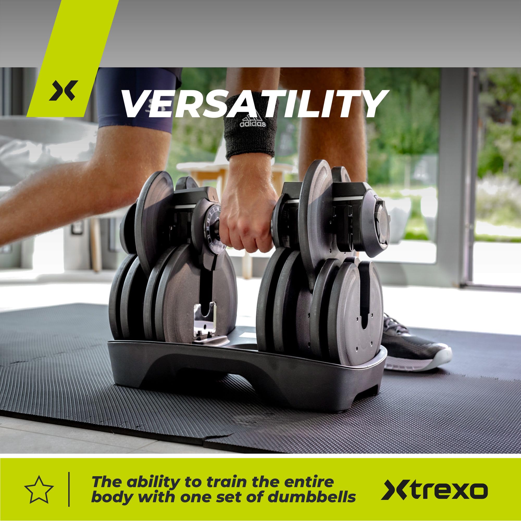 TREXO Verstellbare Hantel 18-40 kg Gewichtsregulierung mit Drehknopf Gewichte Hantel aus Eisen für Krafttraining Verstellbare Kurzhantel mit Ergonomischem Rutschfestem Griff