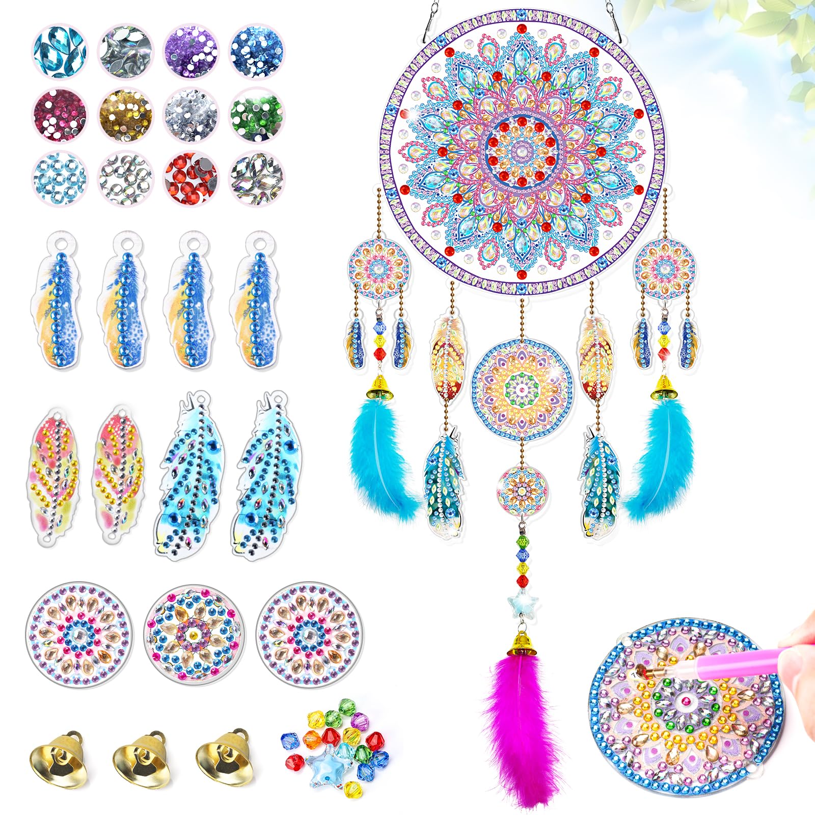 Kit Peinture Diamant 5D Pour Enfants - 20 Fleurs Et Papillons à Créer - Activité Manuelle DIY - Cadeau Filles 5-12 Ans