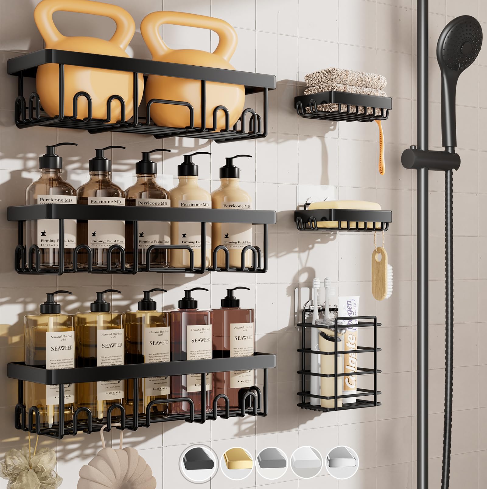 Veken Stainless Steel Shower Caddy 6-Pack