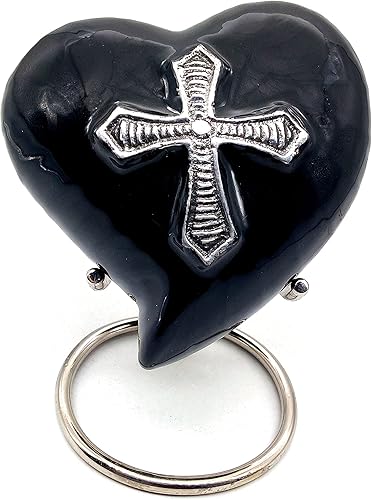 Miniatura 9 de Urna de cremación de corazón para cenizas humanas para adultos, urnas decorativas funerarias religiosas para mujeres y hombres, cuidadosamente