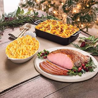 Honey Baked Ham® Half Carver Meal - Boneless Carver Ham with Signature Glaze, Double Cheddar Mac & Cheese & Potatoes Au Gratin - Fully Cooked Holiday Dinner Set - Shipped Frozen for Freshness