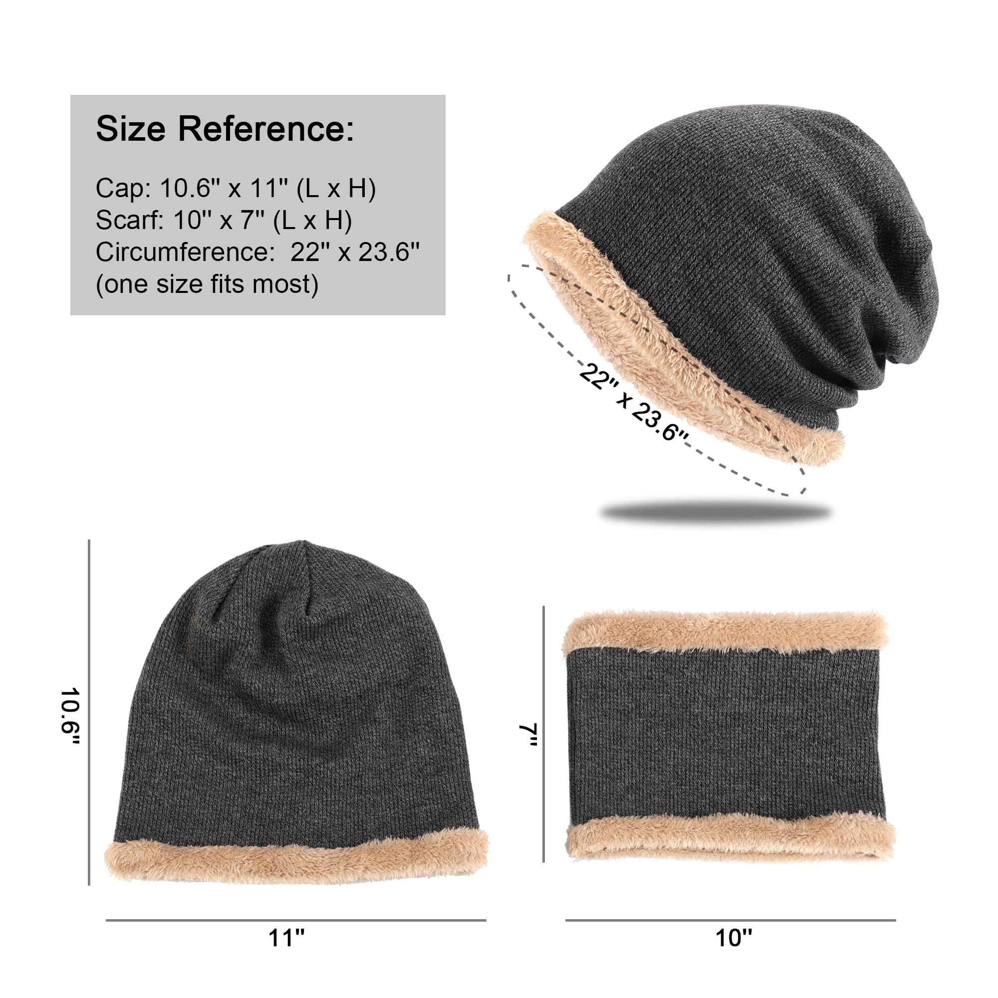Caldo berretto invernale e sciarpa set elegante maglia teschio berretto per uomo donna, 08 Marrone, taglia unica