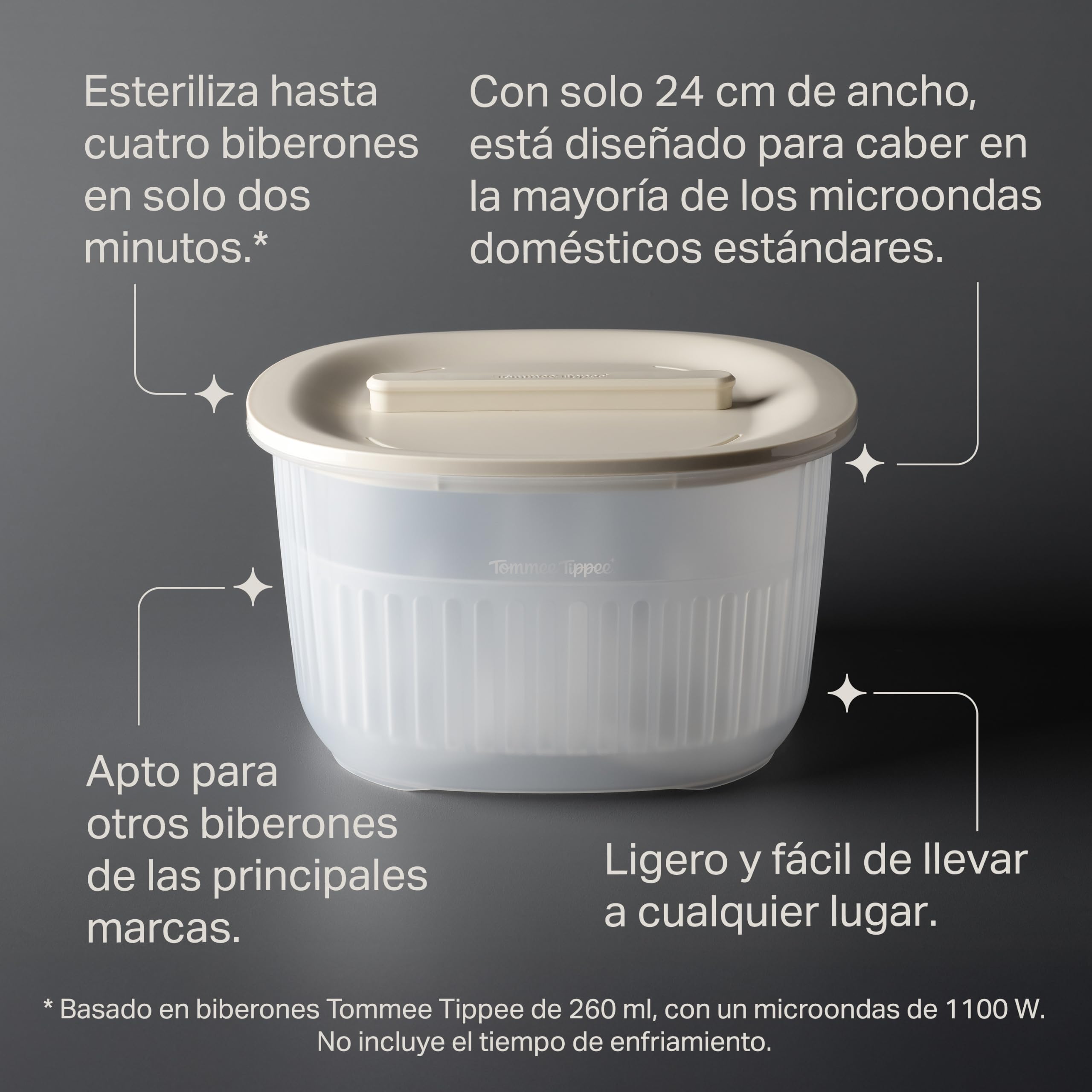 Tommee Tippee Esterilizador para Microondas 2 en 1, Agua Fría o Vapor Natural