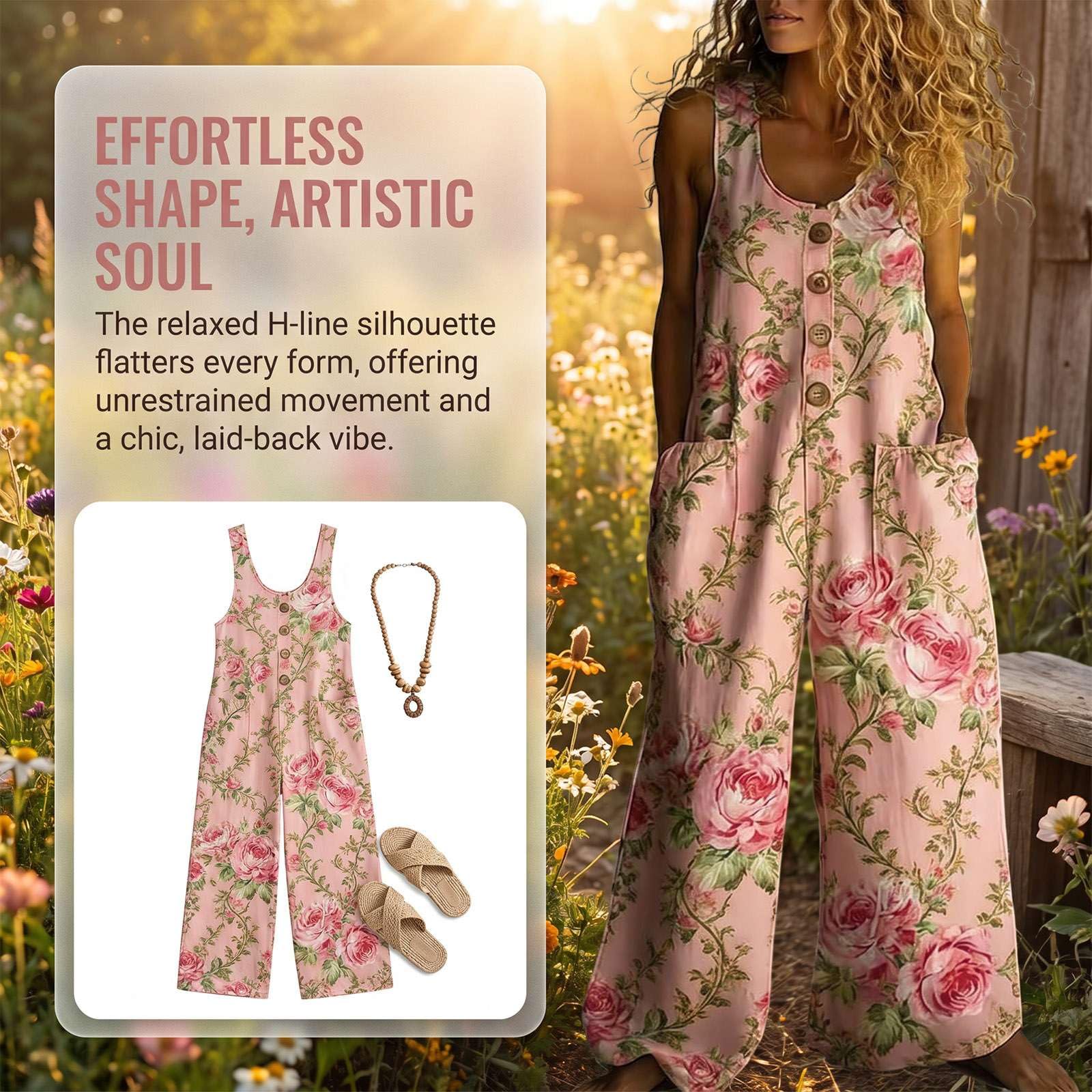 Peto Mujer Casual de Algodón y Lino Tallas Grandes Holgado con Tirantes Ajustables Overol Estilo Bohemio