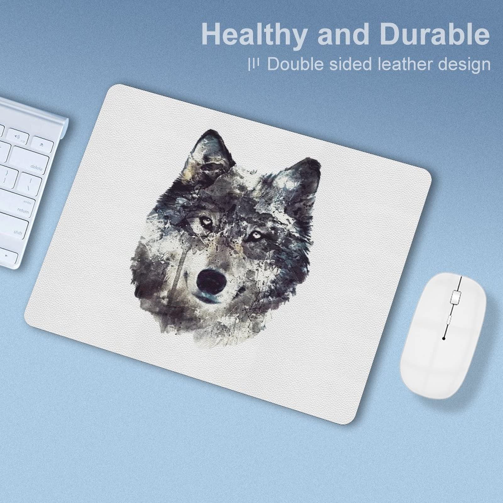 Amazon.co.jp: かっこいい 狼 オオガミ レザーマウスパッド 本革 防水