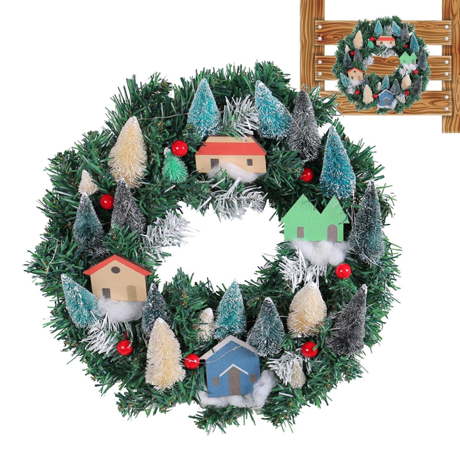 Couronne de Noël artificielle avec lumières LED Teksome pour escaliers et mur
