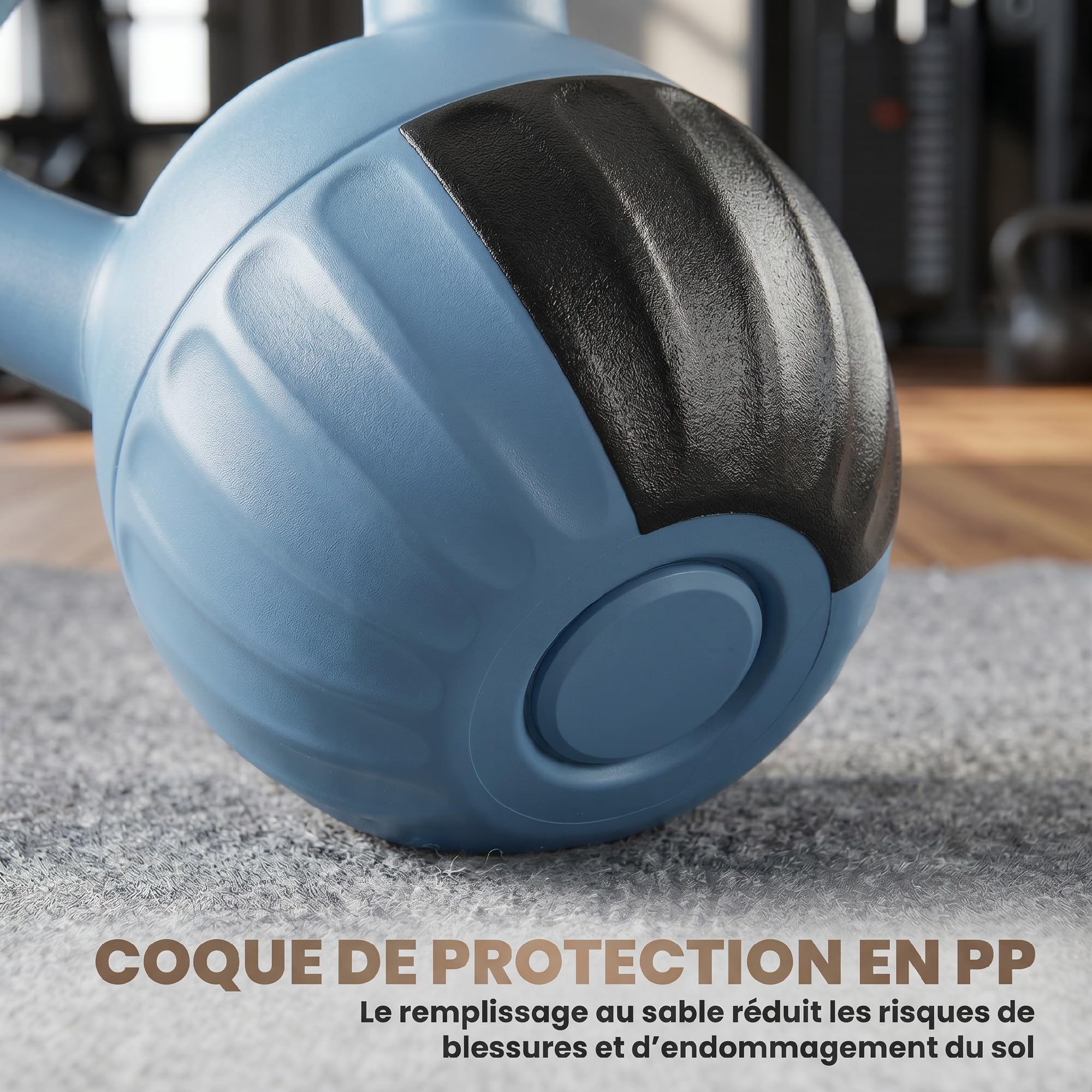 SPORTNOW Kettlebell 10/12/14 kg, haltère avec poignée Antidérapante, haltère à boule, musculation, entraînement, pour gym, bleu