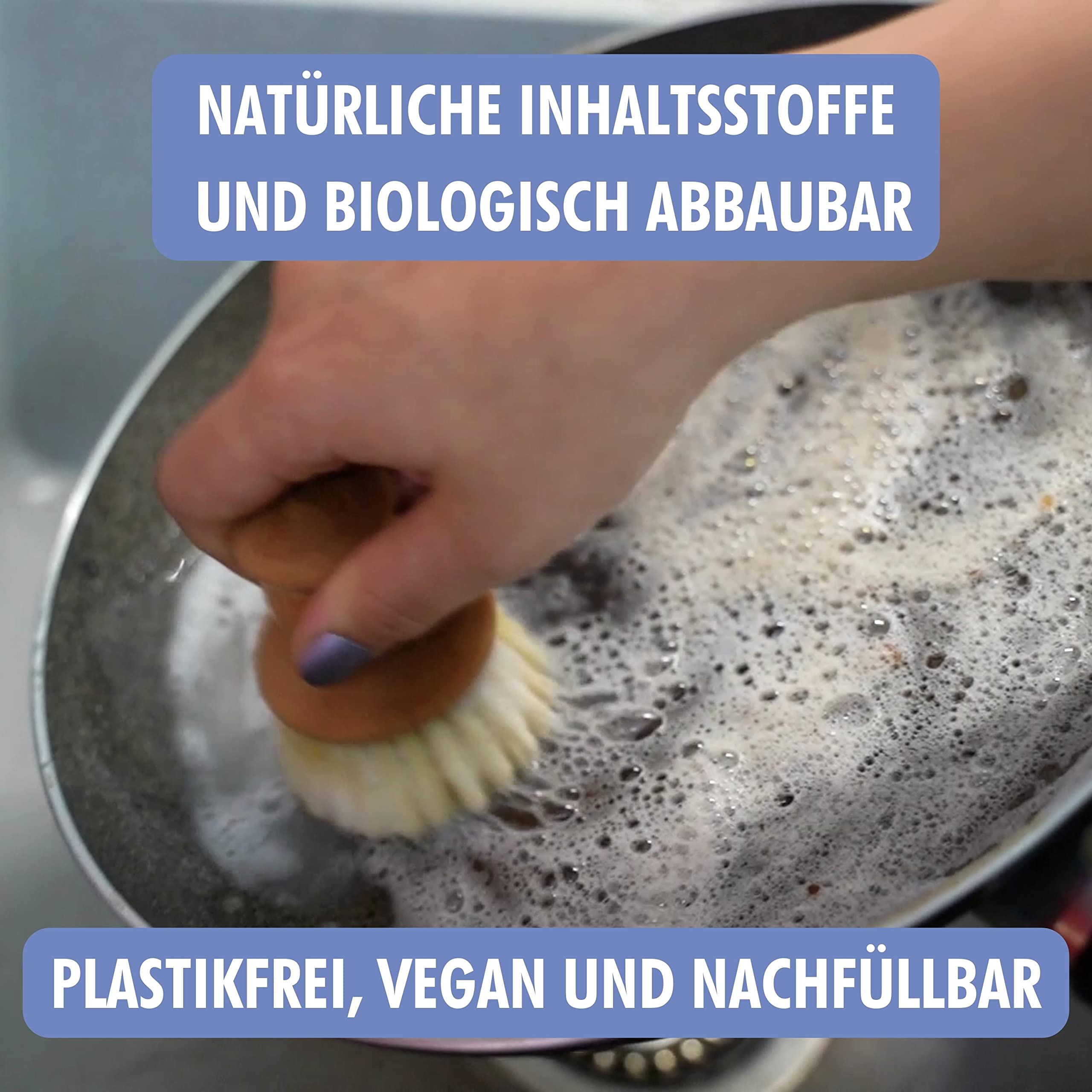 Spülseife, Festes Spülmittel, Geschirrseife im stabilen Betonblock | Vegan | Palmölfrei | Biologisch abbaubar | 300 Gramm