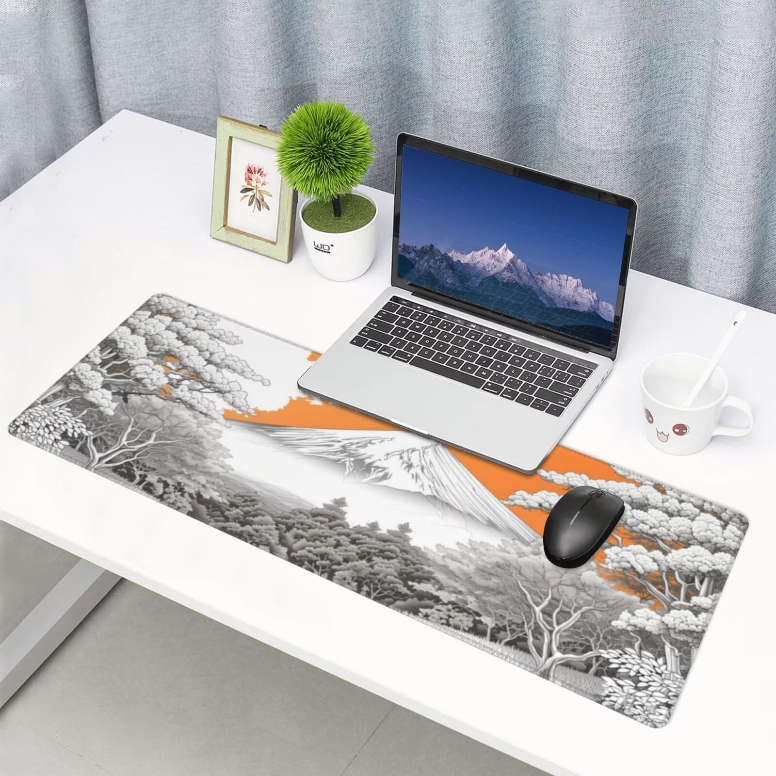 Tappetino Mouse, Tappetino Mouse Gaming Grande XXL 1500x800x3mm Tappetino Scrivania Mouse Pad, Base in Gomma Antiscivolo, Bordi Cuciti,Lavabile, Mousepad per Ufficio e Gaming (Fuji) R-190
