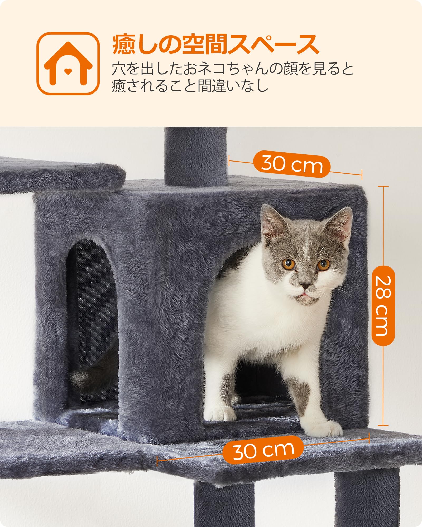 Amazon | FEANDREA キャットタワー スリム 猫タワー ハンモック 耐荷重 