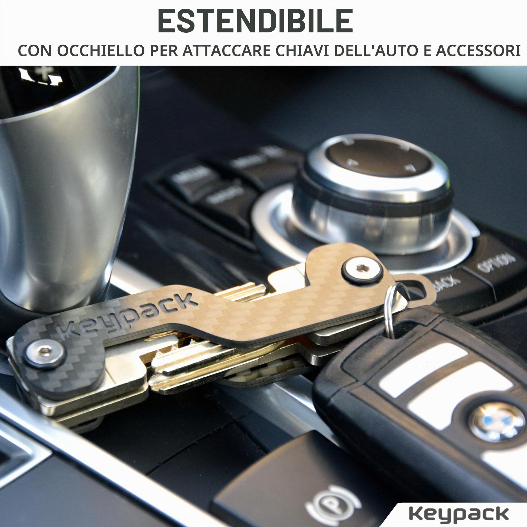 Organizzatore di chiavi con multiutensile 12 in 1 | Portachiavi per un massimo di 16 chiavi | Organizer Portachiavi in ​​carbonio