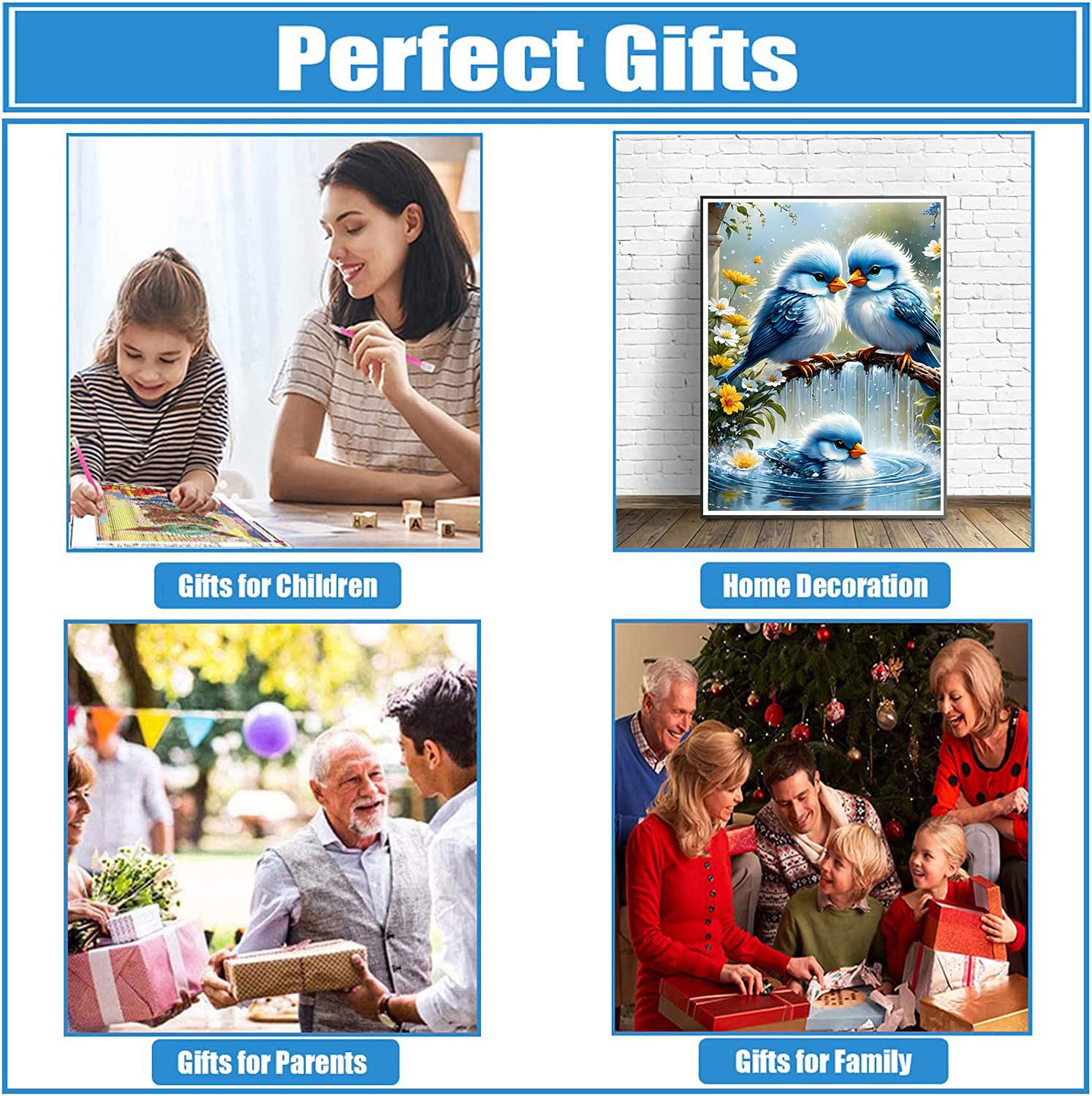 5D Diamond Painting Robin Oiseau,Diy Broderie Diamant Kit Complet ,Peinture Diamant Pour Enfants