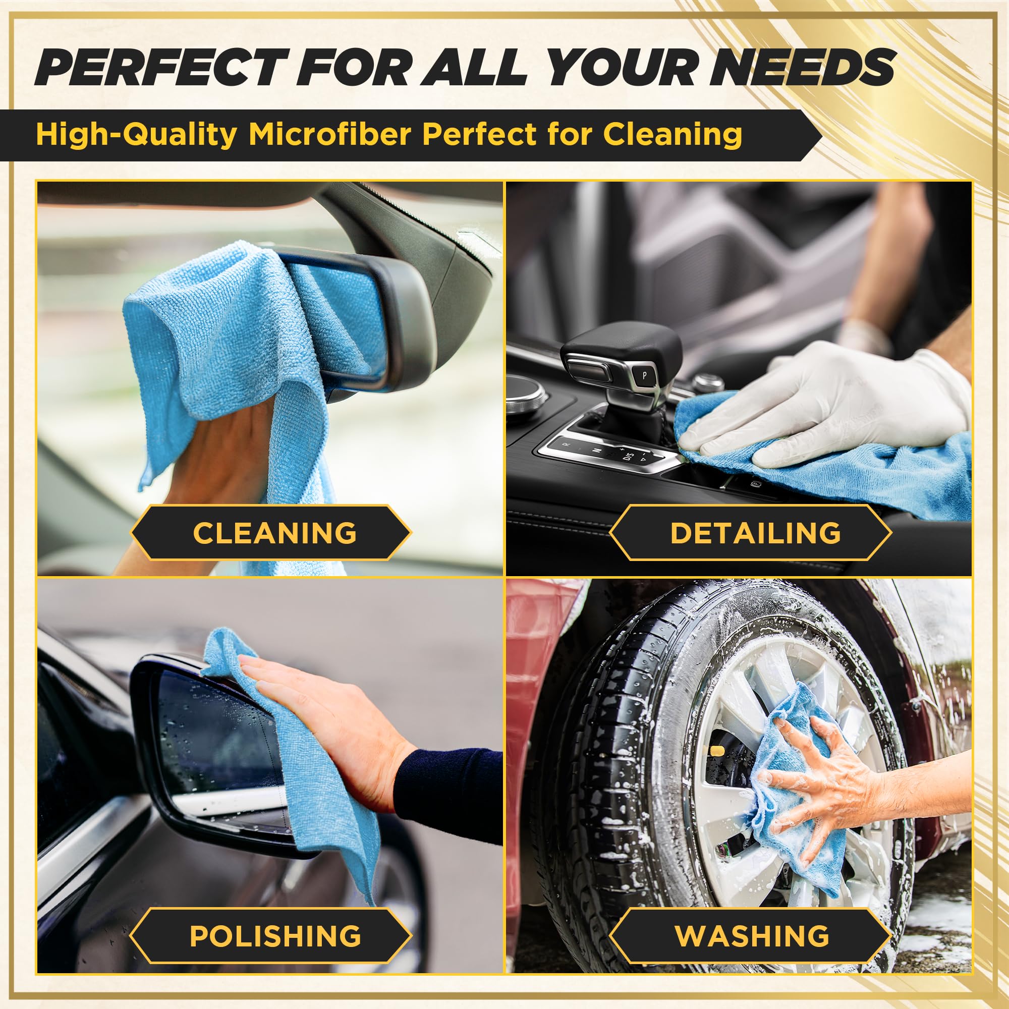 CarMax™ zestaw handlowy - 16 rolek - 40 wielofunkcyjnych niebieskich włókien do czyszczenia samochodu i opisywania detali na rolce - ręczniki z mikrofibry wielokrotnego użytku 30 cm x 30 cm na rolce