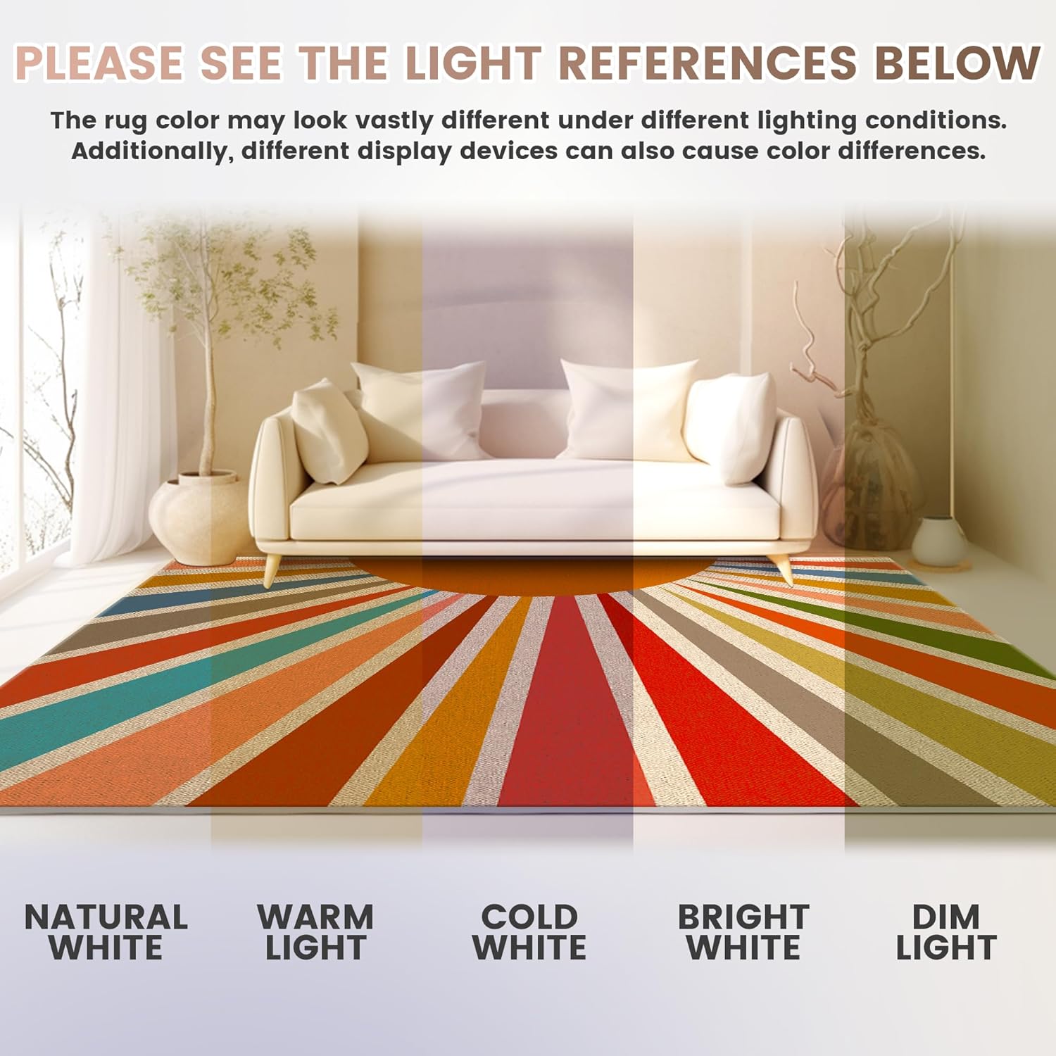 Washable Sun Easy Jute Runner Rug, 2x8 Rainbow Sun Modern Boho Retro Outdoor Indoor Patio Farmhouse Rug, Woven Ultra Thin Non Slip Long Runner Carpet Door Mat for Hallway Kitchen 8ft Entryway Porch