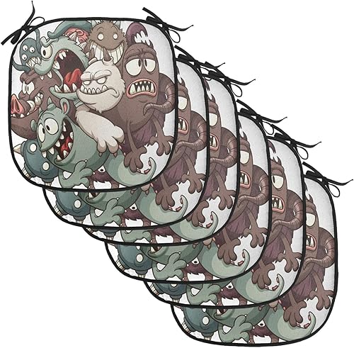 Miniatura 80 de Lunarable Cojín retro para silla, dibujo de chica a la moda en tierra primavera campo margaritas arte, acolchado de asiento para cocina y patio con