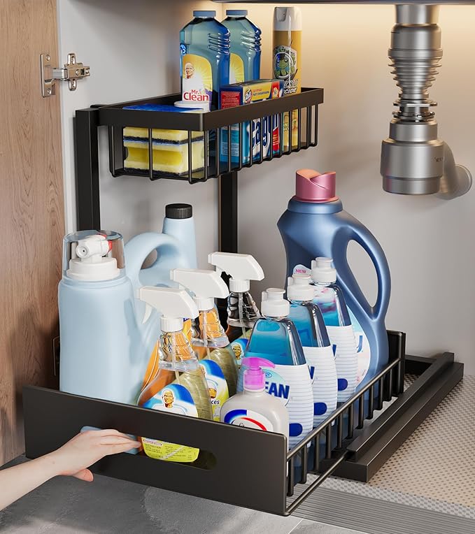 Under Kitchen Bathroom Sink Organizer