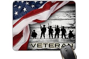 Patriotic Army Veteran USA Flag Rippling Wooden Artwork Print Mouse Pad