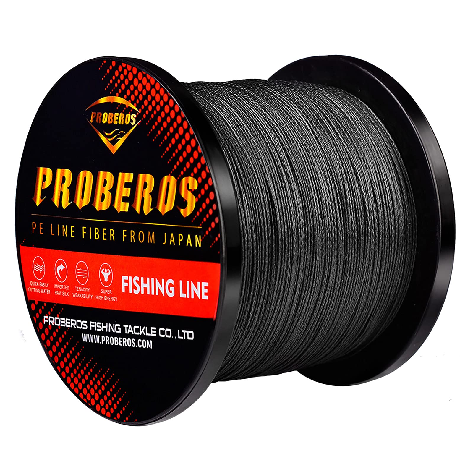 PROBEROS Braided Fishing Line - 4 Strands PE Multifilament Braid Superline Abrasion Resistant Saltwater Fishing Lines for Sea Fishing - 2000M 100LB Black