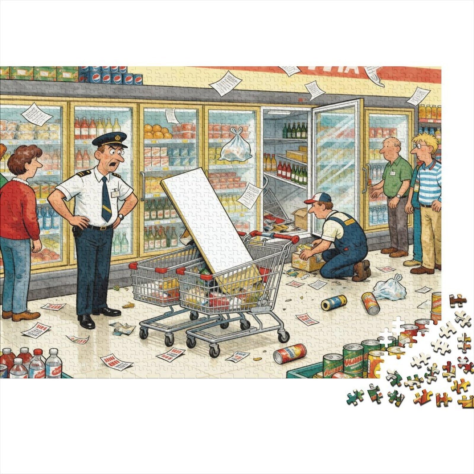 Supermarket Manager Shift Wooden Jigsaw Puzzle Waterproof 1000 Piece Puzzles for Adults Gifts Fun Educational Games — image 1