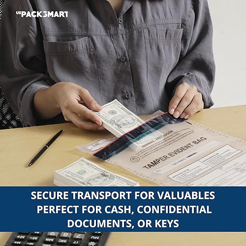 Miniatura 6 de USPACKSMART - Bolsas de plástico transparente de 10 x 13 pulgadas con cinta de seguridad a prueba de manipulaciones, depósitos bancarios seguros,