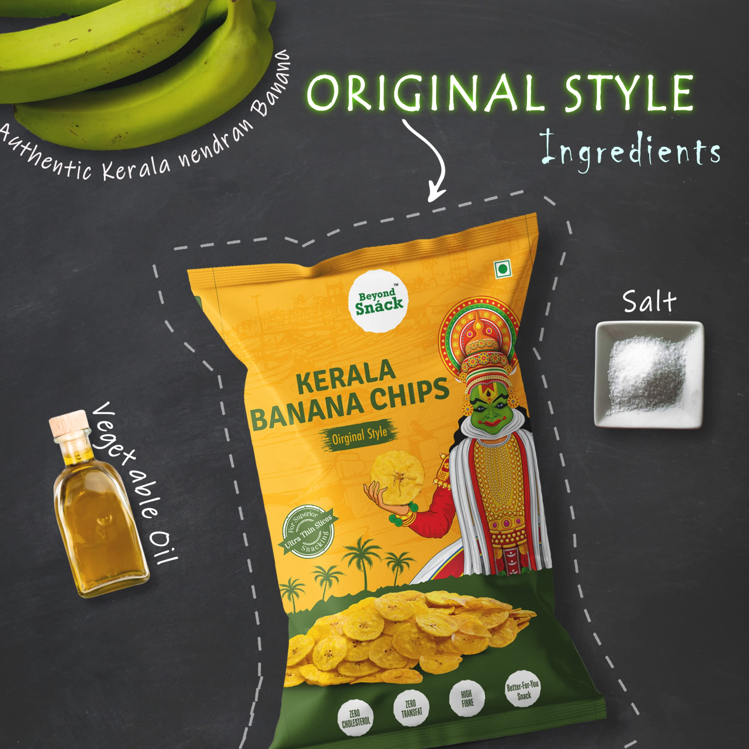 Beyond Snack Kerala Banana Chips, No Hand Touch, Fully Automated- Original Style 900 g (100g X 9packs) 2