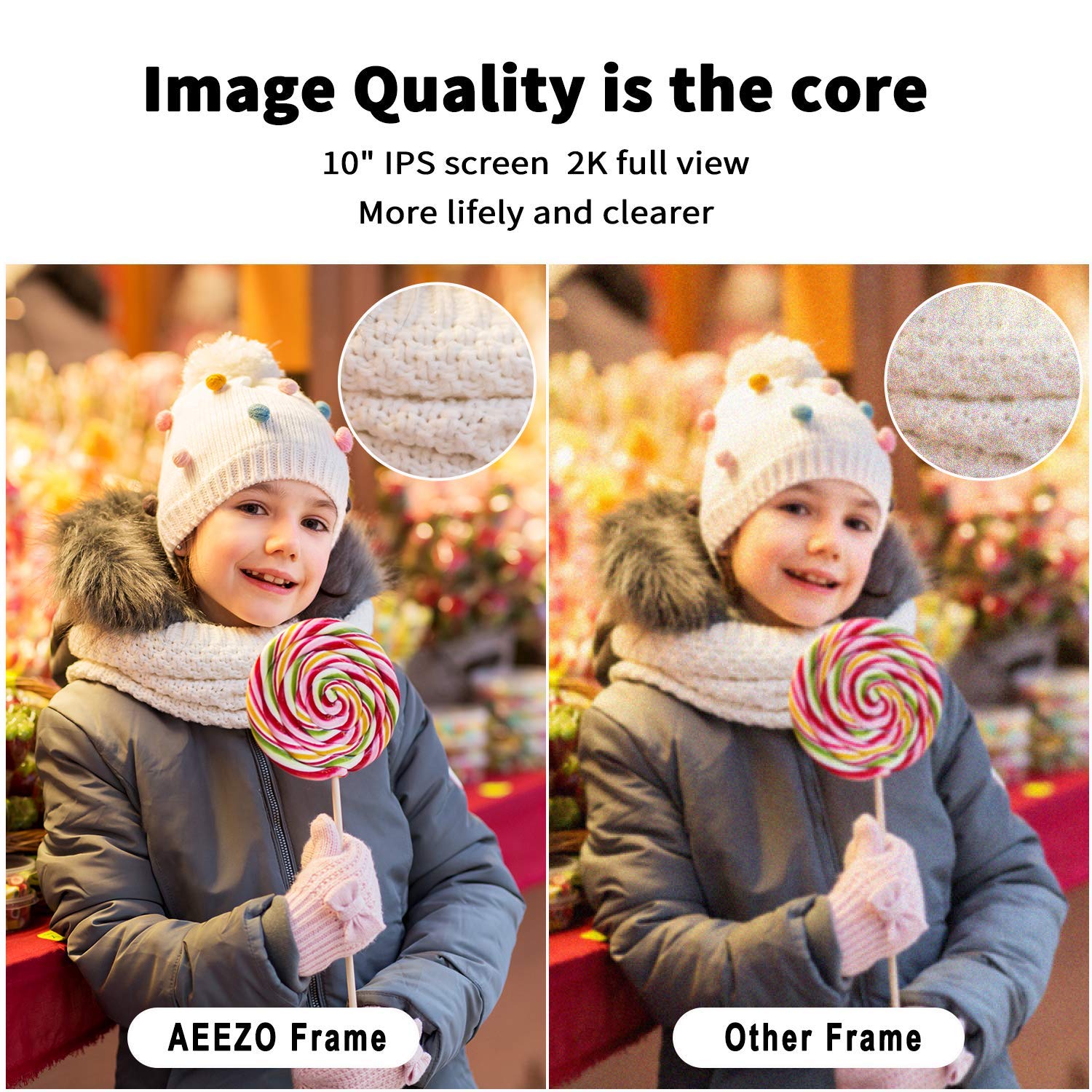 AEEZO WiFi Digital Picture Frame 10 Inch IPS Touch