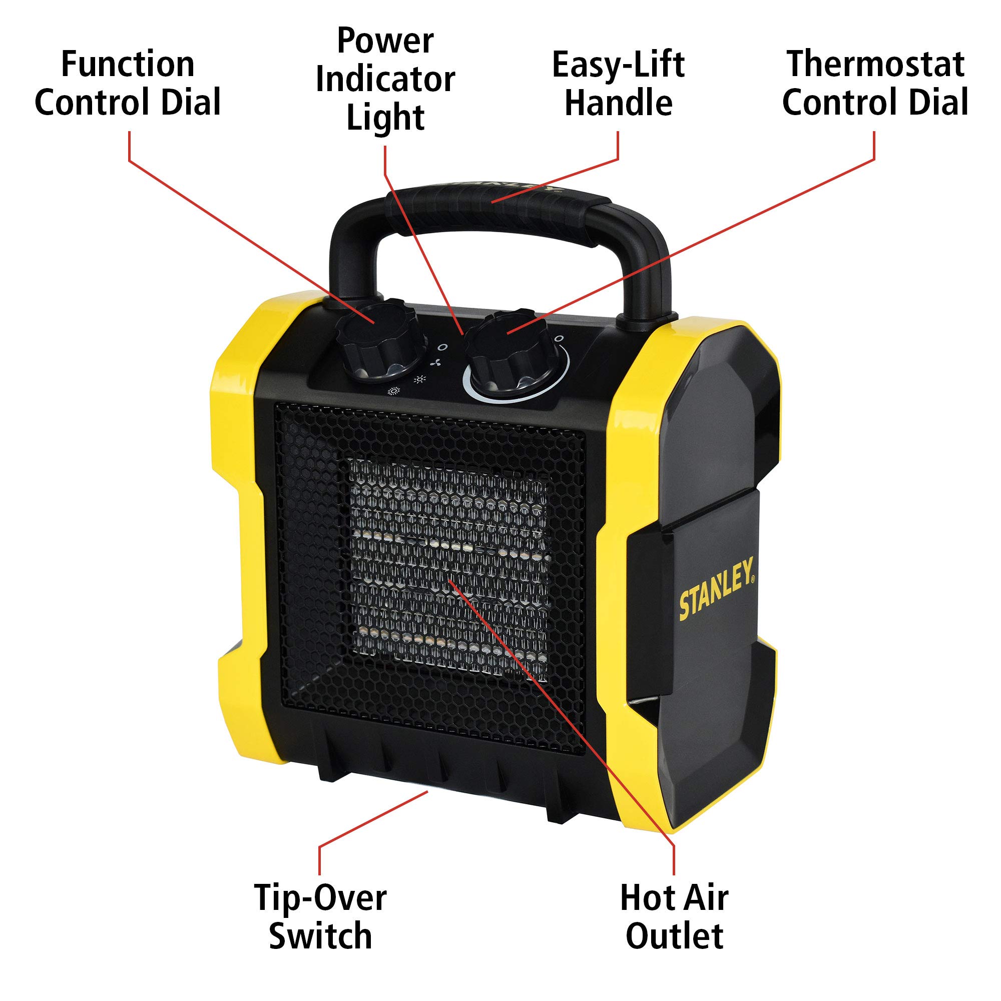 Amazon.com: STANLEY 5100 BTU, 1500W Heavy-Duty Electric Heater,  ST-222A-120, Black, Yellow : Home u0026 Kitchen