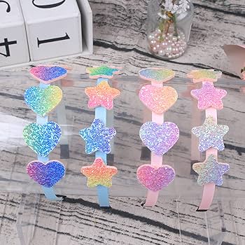 Amazon.com: XIMA Glitter Heart Girls Headbands Rainbow Star