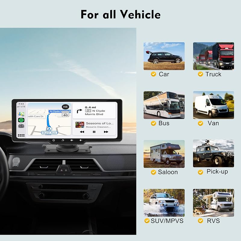 WSRADIOKITS 10.26" CarPlay Autórádió Apple CarPlay Android Auto GPS Bluetooth Érintőképernyő