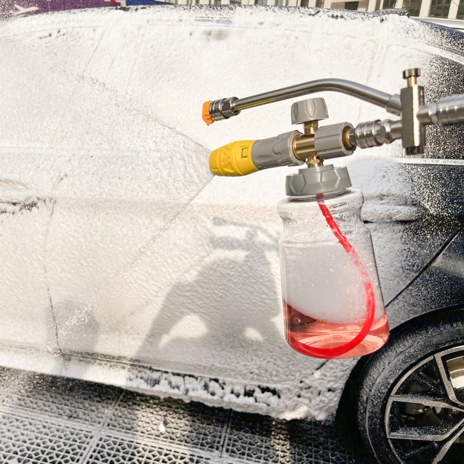 Lanza De Espuma Para Hidrolimpiadora Cañón De Espuma Ajustable Con Doble | Boquillas de Lavado para Vehículos Barcos Motocicletas