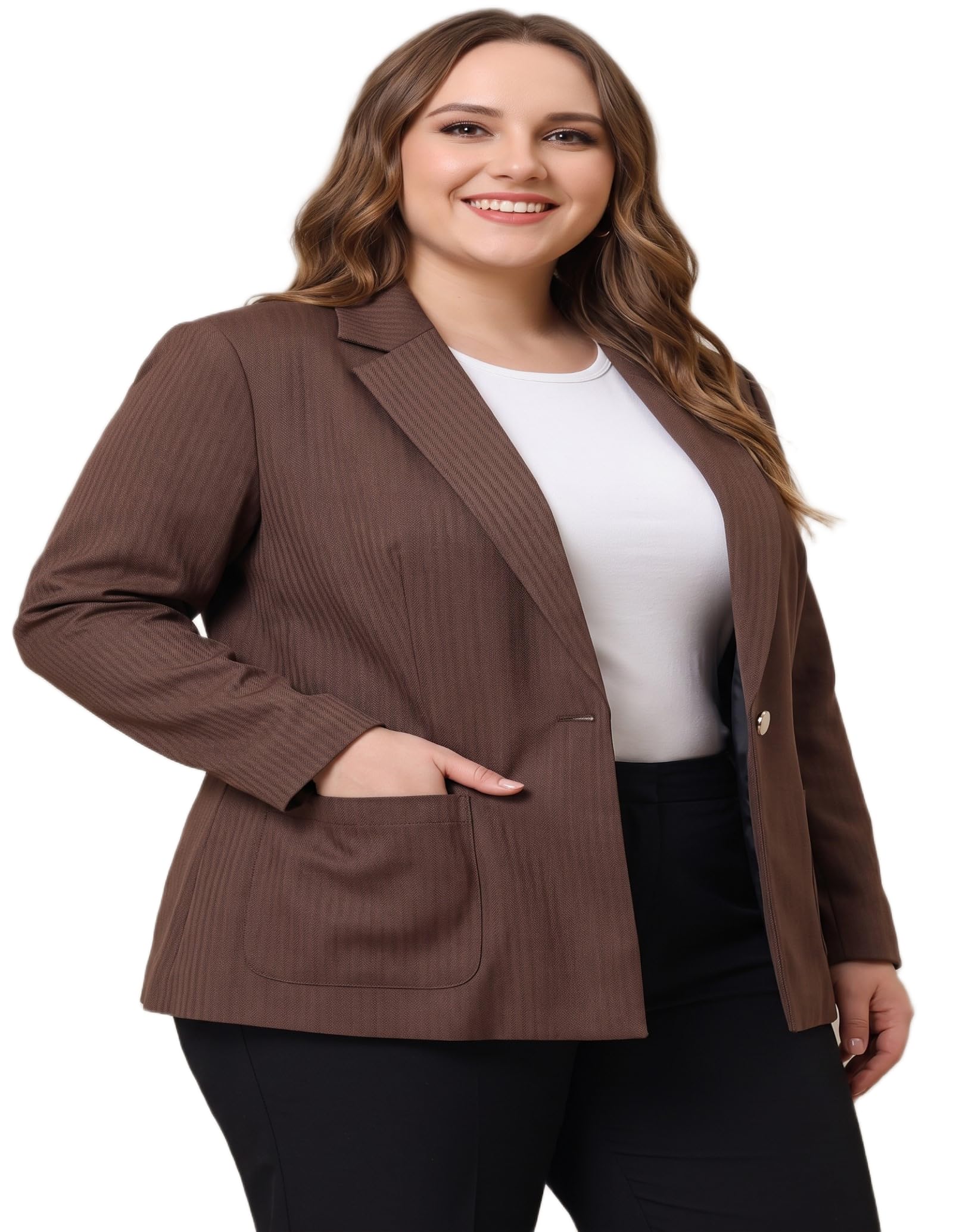 NEW 18 Women's Timeless Brown Blazer – Structured Lapel Jacket with Dual Pockets-picture-35