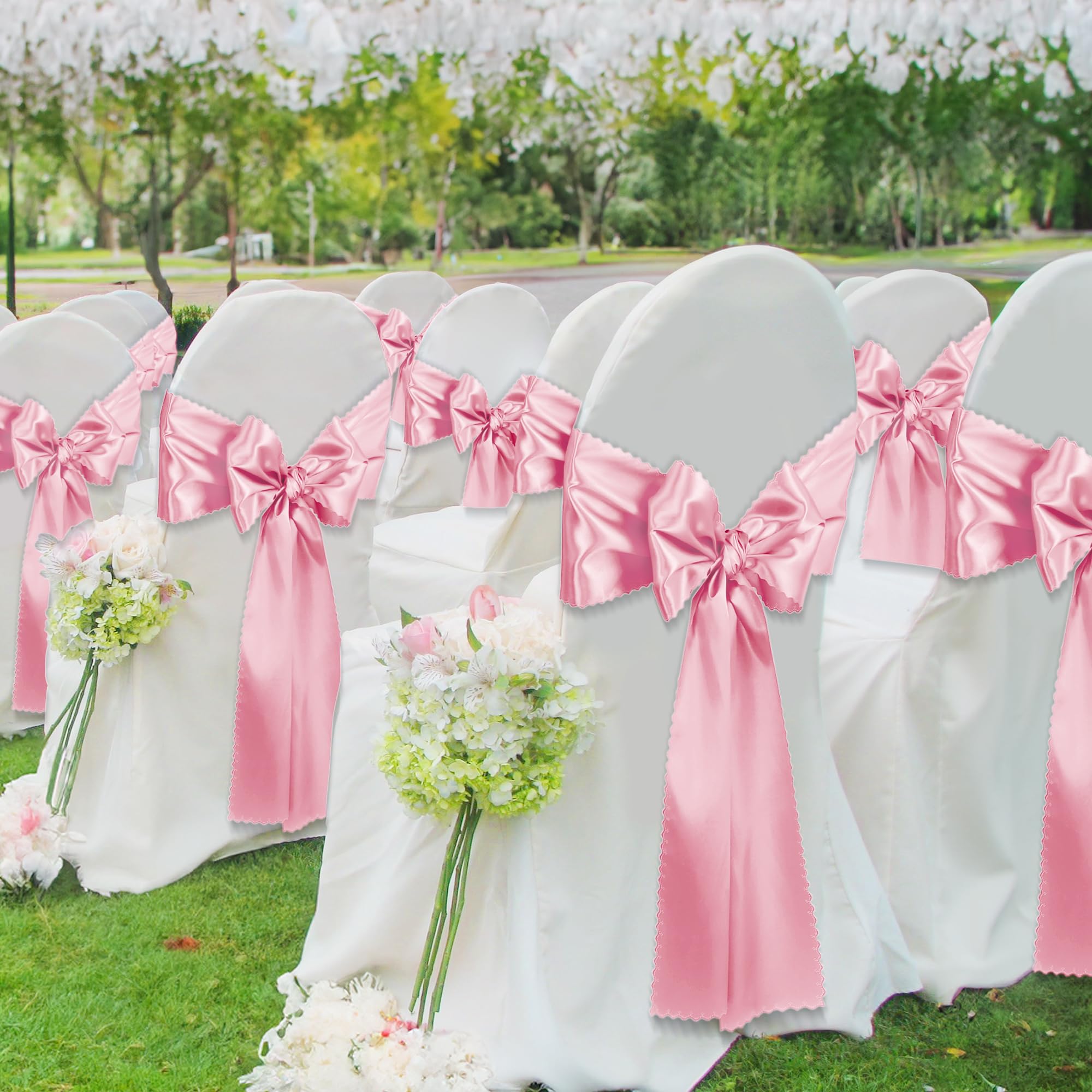 VACVELT Paquete de 12 caminos de mesa de satén de 12 x 72 pulgadas de largo, color rosa rubor, caminos de mesa de boda, caminos de mesa suaves y brillantes para fiestas de cumpleaños, banquetes,