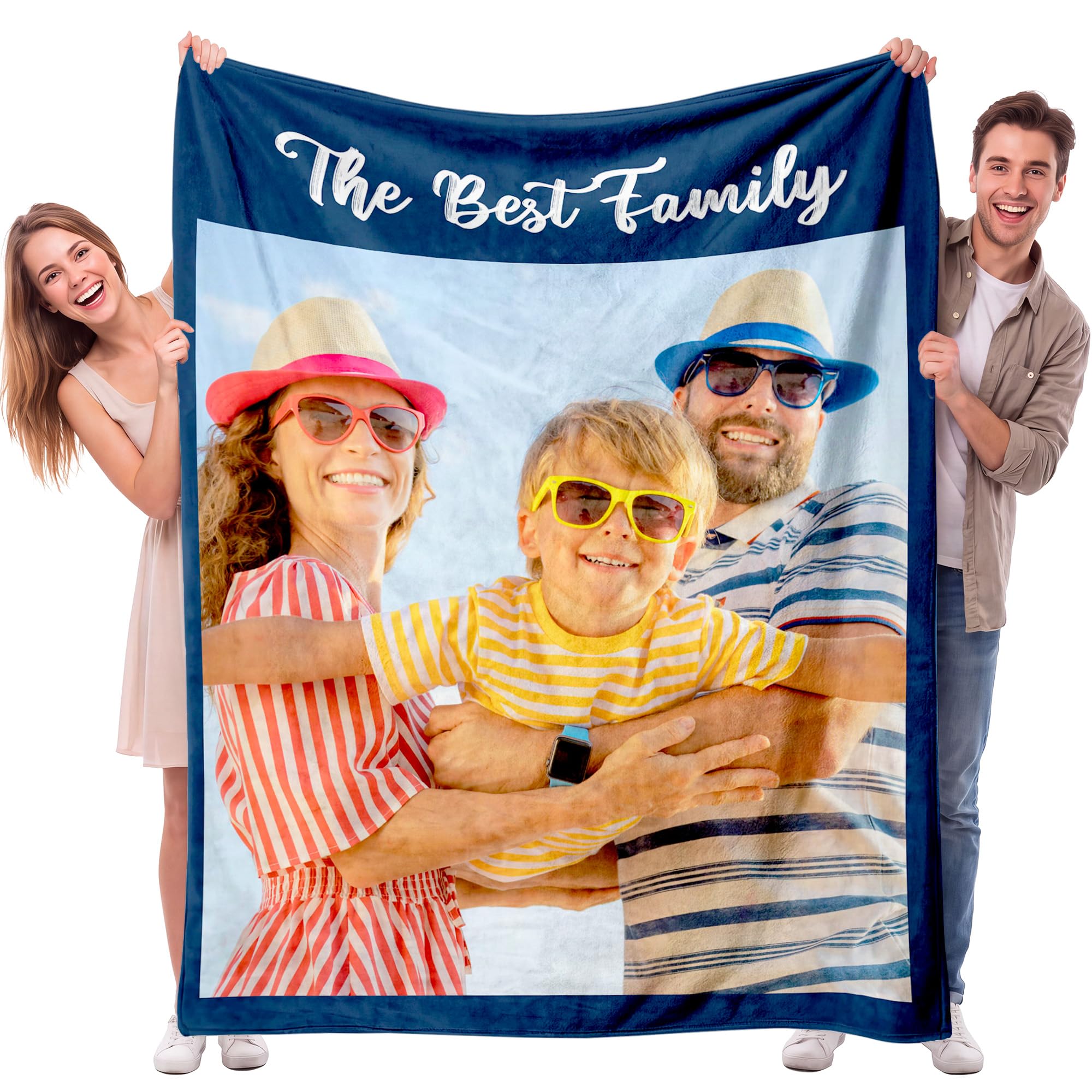 Easycosy Gifts for Women Men Personalised Blanket with Photo Text