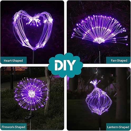 Vista 50 de JJGoo Luces solares de fuegos artificiales, paquete de 2 120 LED, 2 modos de iluminación, luces solares de jardín al aire libre, impermeables